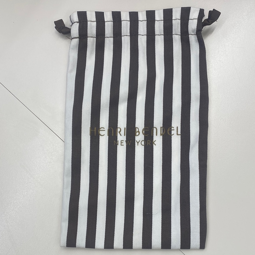 Henri Bendel Brown and White Striped Drawstring Bag